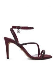 Nine West Sandały CEO-Y3113-1 Bordowy. Czerwone sandały Nine West, bez wzorów, z materiału, bez obcasa, na szpilce, bez zapięcia. Za 249.99 zł.