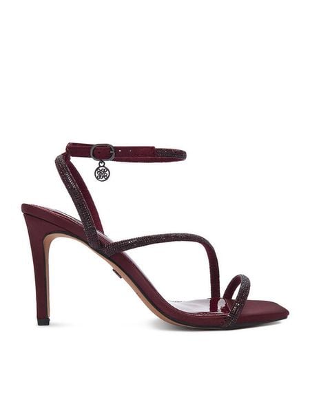Nine West Sandały CEO-Y3113-1 Bordowy. Czerwone sandały Nine West, bez wzorów, z materiału, bez obcasa, na szpilce, bez zapięcia. Za 249.99 zł.