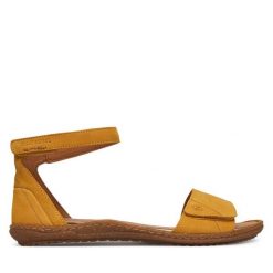 Sandały Josef Seibel. Żółte sandały Josef Seibel, bez wzorów, bez obcasa, na płaskiej podeszwie, bez zapięcia. Za 439.99 zł.