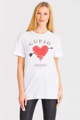T-SHIRT TWINSET. T-shirty Twinset Milano, xs, bez wzorów, bez kołnierzyka, bez ramiączek. W wyprzedaży za 61.80 zł.