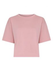 MOSS COPENHAGEN Koszulka w kolorze jasnoróżowym rozmiar: XS/S. Różowe bluzki Moss Copenhagen, s, bez wzorów, z bawełny, bez kołnierzyka, bez ramiączek. Za 109.95 zł.