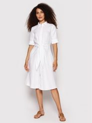 Lauren Ralph Lauren Sukienka koszulowa 200831364001 Biały Regular Fit. Białe sukienki Lauren Ralph Lauren, bez wzorów, ze lnu, bez kołnierzyka, bez ramiączek, koszulowe. Za 839.99 zł.