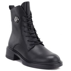 Skórzane botki damskie workery czarne D&A S.Barski MK62-7014. Czarne botki S.BARSKI, bez wzorów, ze skóry, bez obcasa, bez zapięcia. Za 219.99 zł.
