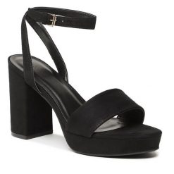 Sandały Jenny Fairy. Czarne sandały Jenny Fairy, bez wzorów, bez obcasa, na słupku, bez zapięcia. Za 179.99 zł.