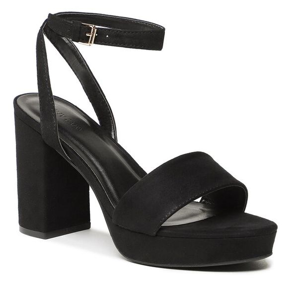 Sandały Jenny Fairy. Czarne sandały Jenny Fairy, bez wzorów, bez obcasa, na słupku, bez zapięcia. Za 125.99 zł.