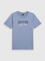4F T-shirt regular z nadrukiem damski - niebieski XXL. Niebieskie t-shirty 4f, xxl, bez wzorów, bez kołnierzyka, bez ramiączek. Za 59.99 zł.