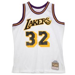 Koszulka NBA Los Angeles Lakers Magic Johnson. Białe bluzki Mitchell & Ness, bez wzorów, sportowe, bez kołnierzyka, bez ramiączek. Za 573.00 zł.