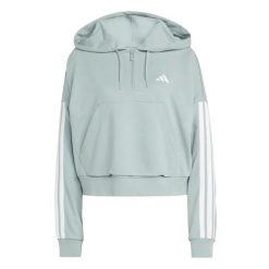 Bluza damska z zamkiem 1/4 z kapturem zapinana na zamek błyskawiczny adidas Esse. Zielone bluzy Adidas, bez wzorów, z materiału, z kapturem. Za 323.50 zł.
