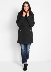 Parka bawełniana ocieplana. Czarne parki bonprix, z bawełny, z kapturem. Za 289.99 zł.