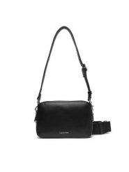 Calvin Klein Torebka Webbing Double Strap Camera Bag LV04F3165G Czarny. Czarne torebki klasyczne Calvin Klein, bez wzorów, ze skóry, bez dodatków. Za 429.99 zł.