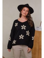 Curvy Lady Sweter w kolorze czarnym rozmiar: 40/42. Czarne swetry Curvy Lady, bez wzorów, ze splotem, bez ramiączek. Za 114.98 zł.