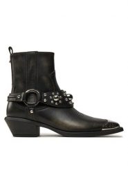 Pinko Kowbojki Tex 07 SD0195P056 Czarny. Czarne botki Pinko, bez wzorów, ze skóry, bez obcasa, na płaskiej podeszwie, bez zapięcia. Za 1,039.00 zł.