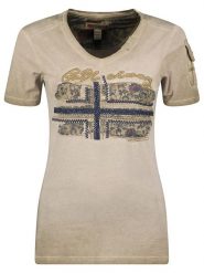 Geographical Norway Koszulka "Jepson" w kolorze khaki rozmiar: M. Brązowe bluzki Geographical Norway, m, bez wzorów, bez kołnierzyka, bez ramiączek. Za 41.00 zł.