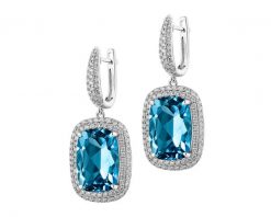 Kolczyki z białego złota z brylantami i topazami London Blue - próba 585. Białe kolczyki Apart, z brylantem, złote. Za 19,990.00 zł.