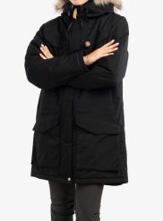 Płaszcz damski Fjallraven Nuuk Parka. Czarne parki Fjällräven, m, z futra, bez kaptura. Za 1,737.99 zł.