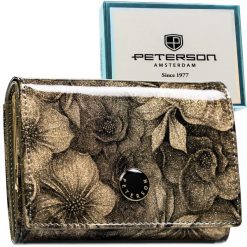 Portfel damski Peterson PTN PS445-FDS złoty. Żółte portfele Peterson, bez wzorów, ze skóry. Za 99.99 zł.