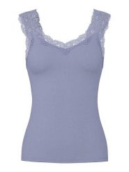 Pieces Top "Pcbarbera" w kolorze fioletowym rozmiar: L. Różowe topy Pieces, l, bez wzorów, z koronki, bez kołnierzyka, bez ramiączek. Za 52.92 zł.