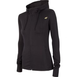 Bluza treningowa damska BLDF001 - głęboka czerń. Bluzy 4f, bez wzorów, z dzianiny, z kapturem. W wyprzedaży za 99.99 zł.