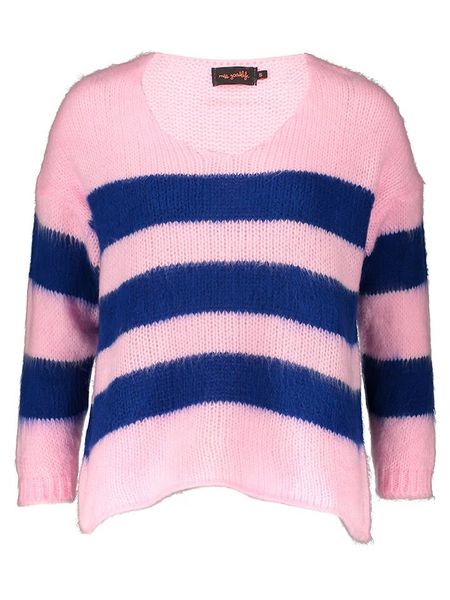 Miss goodlife Sweter w kolorze jasnoróżowo-granatowym rozmiar: S. Niebieskie swetry miss goodlife, s, bez wzorów, z wełny, bez ramiączek. Za 83.03 zł.