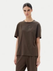 EA7 Emporio Armani T-Shirt 7W000098 AF12503 U6139 Brązowy Loose Fit. Brązowe t-shirty EA7 Emporio Armani, xs, bez wzorów, z bawełny, bez kołnierzyka, bez ramiączek. Za 239.99 zł.