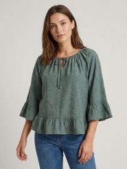 MOSS COPENHAGEN Bluzka "Viana" w kolorze zielonym rozmiar: S. Zielone bluzki Moss Copenhagen, s, bez wzorów, bez kołnierzyka, bez ramiączek. Za 140.20 zł.