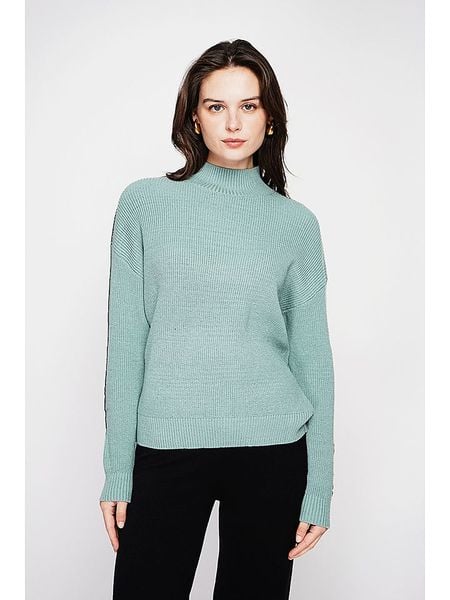 C& Jo Sweter w kolorze miętowym rozmiar: 40. Zielone swetry C& Jo, bez wzorów, ze splotem, bez ramiączek. Za 126.75 zł.