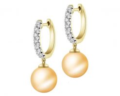 Kolczyki z żółtego złota z brylantami i perłami - próba 750. Żółte kolczyki Apart, z brylantem, złote. Za 17,590.00 zł.