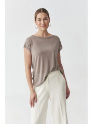 TATUUM Bluzka "Goldie" w kolorze szarobrązowym rozmiar: XL. Brązowe bluzki Tatuum, xl, bez wzorów, bez kołnierzyka, bez ramiączek. Za 127.35 zł.