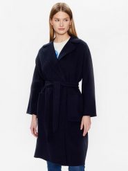 Weekend Max Mara Płaszcz wełniany Selz 23501103 Granatowy Regular Fit. Niebieskie płaszcze Weekend Max Mara, na zimę, bez wzorów, z wełny, bez kaptura. Za 2,949.00 zł.