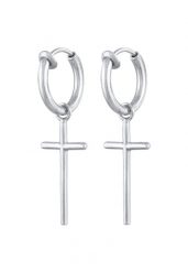 Elli Damskie klipsy kreole z Krzyżykiem ze srebra próby 925 Sterling Silver Kolczyki koła 1 ct. Szare kolczyki Elli, srebrne, z klipsem. Za 323.99 zł.