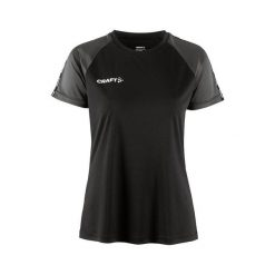 Koszulka treningowa damska Craft 2.0 Contrast Jersey. Czarne bluzki Craft, bez wzorów, z jersey, sportowe, bez kołnierzyka, bez ramiączek. Za 146.00 zł.