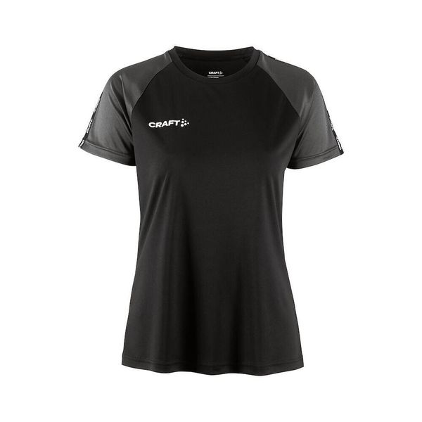 Koszulka treningowa damska Craft 2.0 Contrast Jersey. Czarne bluzki Craft, bez wzorów, z jersey, sportowe, bez kołnierzyka, bez ramiączek. Za 146.00 zł.