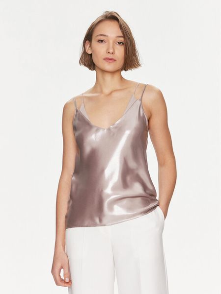 Boss Top Besatie 50512748 Brązowy Regular Fit. Brązowe topy Boss, bez wzorów, z syntetyku, bez kołnierzyka, bez ramiączek. Za 919.99 zł.