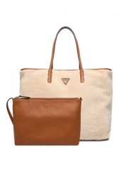 Guess Torebka Victoria HWWG95 14290 Écru. Shopper Guess, z aplikacjami, z materiału, bez dodatków. Za 579.99 zł.