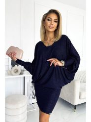 Numoco Sukienka w kolorze granatowym rozmiar: L/XL. Niebieskie sukienki Numoco, l, bez wzorów, bez kołnierzyka, bez ramiączek, mini. Za 136.13 zł.