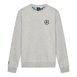 Champions League lifestyle bluza. Szare bluzy CHAMPIONS LEAGUE, bez wzorów, z bawełny, bez kaptura. Za 199.99 zł.