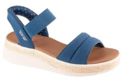 Sandały damskie, Slip-Ins: BOBS Sun Ray. Niebieskie sandały Skechers, bez wzorów, z materiału, sportowe, bez obcasa, bez zapięcia. Za 199.99 zł.