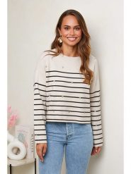 Soft Cashmere Sweter w kolorze beżowo-czarnym rozmiar: 38/40. Brązowe swetry Soft Cashmere, bez wzorów, bez ramiączek. Za 123.25 zł.