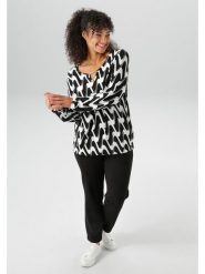 Aniston Bluzka w kolorze czarno-białym rozmiar: 52. Białe bluzki Aniston, bez wzorów, bez kołnierzyka, bez ramiączek. Za 63.45 zł.