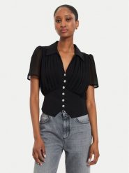 Morgan Bluzka 242-OPLIA Czarny Regular Fit. Czarne bluzki Morgan, bez wzorów, z syntetyku, bez kołnierzyka, bez ramiączek. Za 209.99 zł.