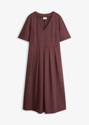 Sukienka koszulowa z mieszanki wiskozy. Fioletowe sukienki bonprix, bez wzorów, z wiskozy, bez kołnierzyka, bez ramiączek, mini, koszulowe. Za 147.99 zł.