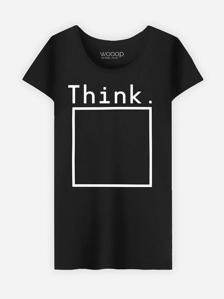 WOOOP Koszulka "Think" w kolorze czarnym rozmiar: L. Czarne bluzki Wooop, l, bez wzorów, z bawełny, bez kołnierzyka, bez ramiączek. Za 70.90 zł.