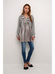 CULTURE Tunika w kolorze jasnoróżowo-czarno-białym rozmiar: L/XL. Czarne tuniki Culture, l, bez wzorów, bez kołnierzyka, bez ramiączek. Za 171.28 zł.
