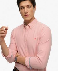 Superdry Koszula Preppy Oxford z długim rękawem – 100% bawełna organiczna. Czerwone koszule Superdry, m, bez wzorów, z bawełny, klasyczne, bez kołnierzyka, bez ramiączek. Za 279.65 zł.