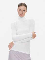 Calvin Klein Golf K20K206053 Biały Slim Fit. Białe golfy Calvin Klein, l, bez wzorów, bez ramiączek. Za 239.99 zł.