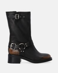 BRĄZOWE SKÓRZANE BOTKI Z KLAMRAMI V017LEBROBB027. Brązowe botki Venezia, bez wzorów, ze skóry, bez obcasa, bez zapięcia. Za 719.00 zł.