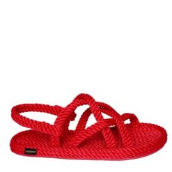 Sandały damskie BODRUM. Czerwone sandały Aulp, bez wzorów, sportowe, bez obcasa, bez zapięcia. W wyprzedaży za 159.99 zł.