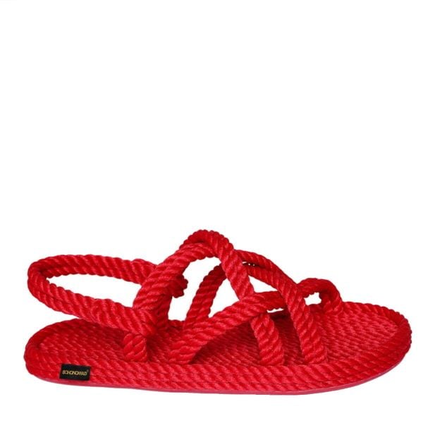 Sandały damskie BODRUM. Czerwone sandały Aulp, bez wzorów, sportowe, bez obcasa, bez zapięcia. Za 159.99 zł.