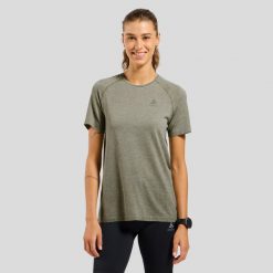 Koszulka damska Odlo ESSENTIAL SEAMLESS T-shirt crew neck l/s. Szare t-shirty Odlo, l, bez wzorów, bez kołnierzyka, bez ramiączek. Za 219.99 zł.