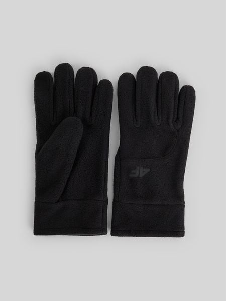 4F Rękawiczki polarowe Touch Screen uniseks - czarne L. Czarne rękawiczki 4f, bez wzorów, z materiału. Za 69.99 zł.